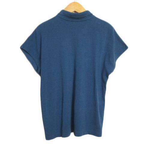 ランズエンド LANDS' END ポロシャツ 刺繍 フレンチスリーブ S 青