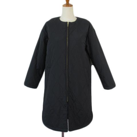 中古 エージーバイアクアガール Ag By Aquagirl Cashpad ノーカラーキルティングコート 36 黒 ブラック 高品質の人気