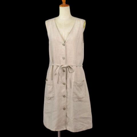 中古 無印良品 良品計画 ワンピース Vネック ノースリーブ リネン M ベージュ レディース 最大53 オフ