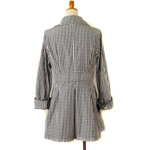 クレージュ courreges トレンチコート ギンガムチェック 38 黒 