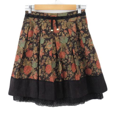 axes femme アクシーズファム スカート 花柄 レース リボン M 黒