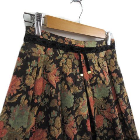 axes femme アクシーズファム スカート 花柄 レース リボン M 黒