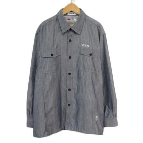 フィラ FILA シャツ ストライプ 長袖 L 青 ブルー メンズ : 176 