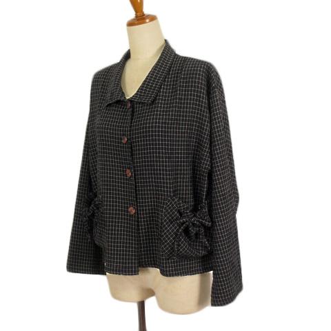 コイビトミサキ koibitomisaki シャツ ブラウス チェック リボン 黒 