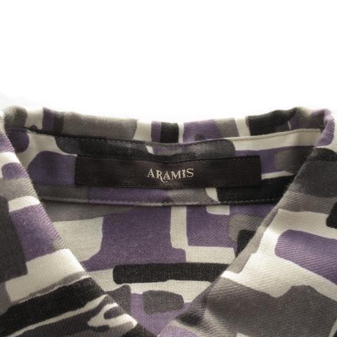 アラミス ARAMIS ワンピース シャツワンピ 総柄 ウール混 38 グレー 