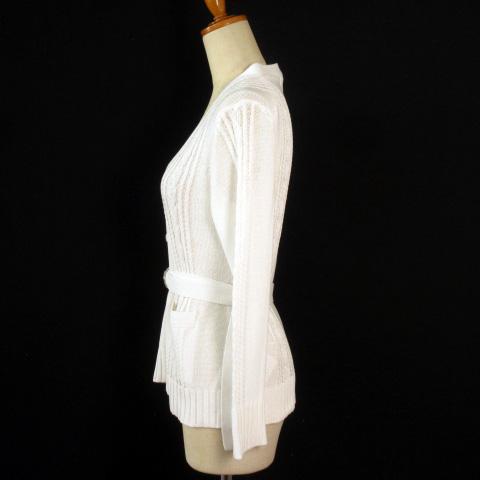 ヨシエイナバ yoshie inaba カーディガン ニット ベルト コットン 9 白