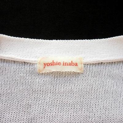 ヨシエイナバ yoshie inaba カーディガン ニット ベルト コットン 9 白