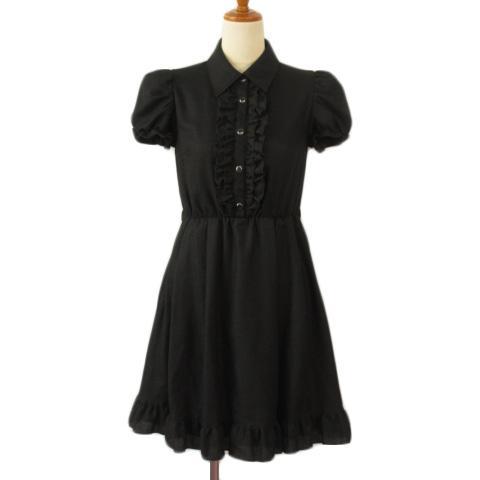 rosy monster☆フリル付き黒ミニワンピース 半袖