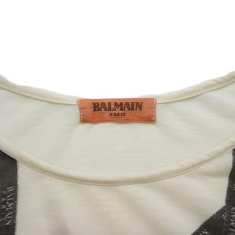 バルマン BALMAIN ヴィンテージ カットソー Tシャツ ロゴ プリント ラメ アイボリー レディース｜vectorpremium｜04