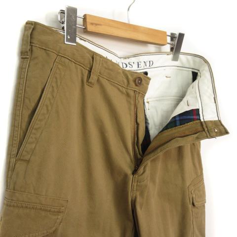 ランズエンド LANDS' END パンツ カーゴ ワーク コットン 82 茶 カーキ