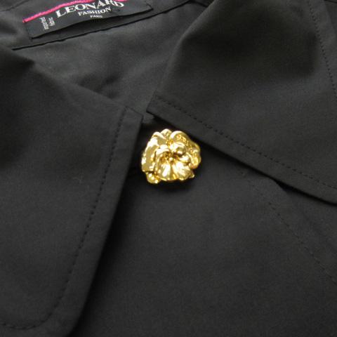 LEONARD レオナール コート ステンカラー シルク 9 黒 ブラック  