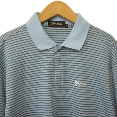 スリクソン SRIXON ポロシャツ ジップアップ ボーダー ロゴ L 青