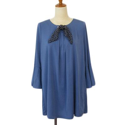 レリアン Leilian カットソー チュニック リボン ドット フレア