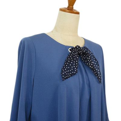 leilian - レリアン Leilian カットソー チュニック リボン ドット フレアスリーブ レリアン Leilian カットソー チュニック リボン ドット フレア