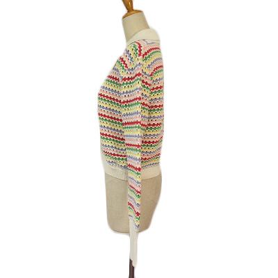 ザラ ZARA カーディガン Rainbow Striped Knit Collared Cardigan Sweater S 白 ホワイト レディース｜vectorpremium｜02