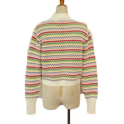 ザラ ZARA カーディガン Rainbow Striped Knit Collared Cardigan Sweater S 白 ホワイト レディース｜vectorpremium｜03