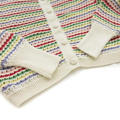 ザラ ZARA カーディガン Rainbow Striped Knit Collared Cardigan Sweater S 白 ホワイト レディース｜vectorpremium｜06