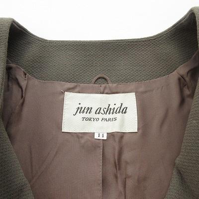 【中古】ジュンアシダ jun ashida スーツ ジャケット ノーカラー スカート ウール 11 グレー レディース ジュンアシダ jun ashida スーツ ジャケット ノーカラー スカート