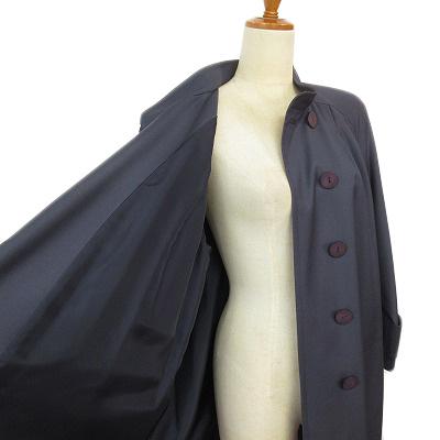 レリアン Leilian コート フレア スタンドカラー ウール 9 紺 ネイビー  