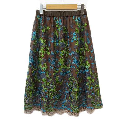 ドゥクラッセ DoCLASSE スカート フレア 刺繍 フラワー レース