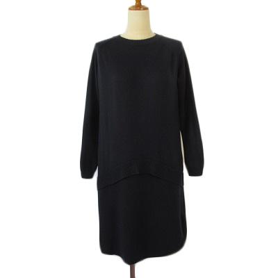 美品♡ LAUTREAMONT セットアップ　ノーカラー　ネイビー　濃紺　40 セール】シーズンムード漂う、甘編み プルオーバー メッシュ