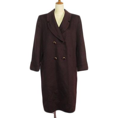 レリアン Leilian コート ダブル カシミヤ ウール 9 ボルドー