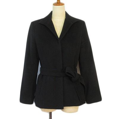 ザジ ZAZIE コート ジャケット オープンカラー アンゴラ 9 黒 ブラック