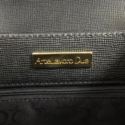 Arte Lavoro Due ハンドバッグ フォーマル 型押し レザー 黒 ブラック