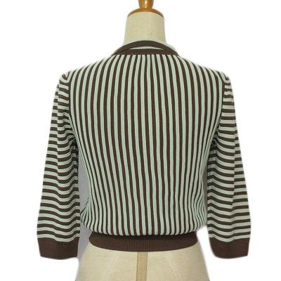 ZARA ザラ カットソー ニット ポロシャツ ストライプ S 茶 ZARA ザラ カットソー ニット ポロシャツ ストライプ S 茶