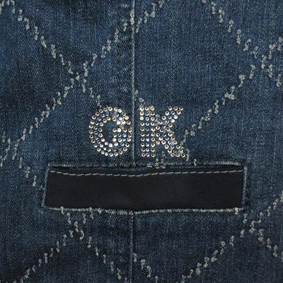 イタリヤ 伊太利屋 GK ベスト デニム 刺繍 ラインストーン 9 青 ブルー 