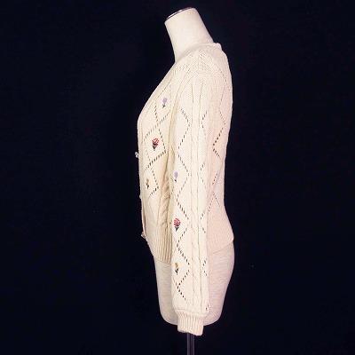 ZARA（ザラ） カーディガン ショート丈 透かし編み 刺繍 花 フラワー 