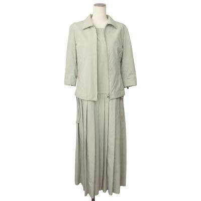 【中古】インゲボルグ INGEBORG セットアップ ワンピース 七分袖ジャケット ギンガムチェック M 緑 レディース インゲボルグ INGEBORG セットアップ ワンピース 七分袖ジャケット