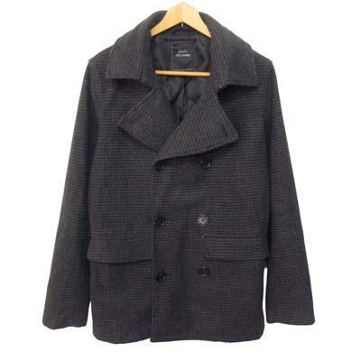 テットオム TETE HOMME ピーコート Pコート 千鳥格子柄 L グレー 黒