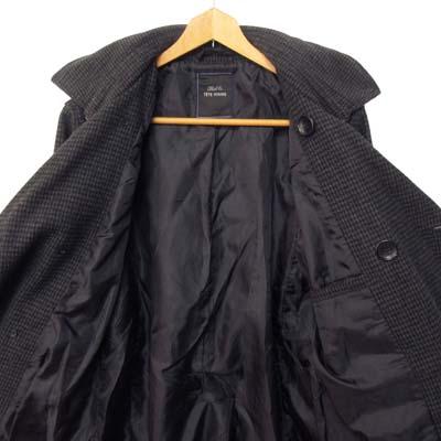テットオム TETE HOMME ピーコート Pコート 千鳥格子柄 L グレー 黒