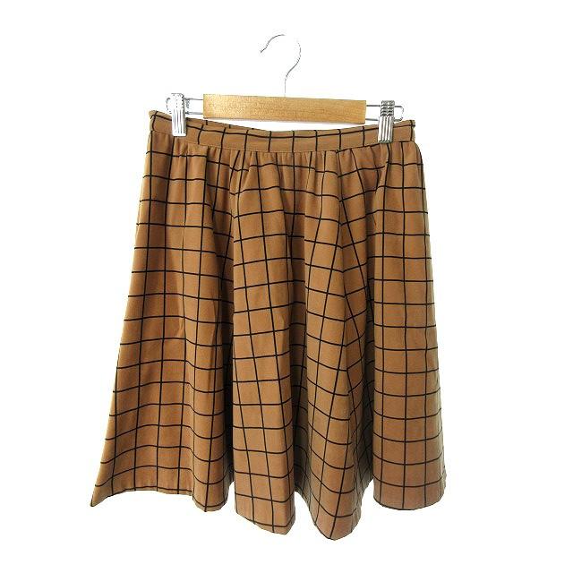 ミリオンカラッツ Million Carats スカート ひざ丈 ギャザー 総柄 M 茶 ブラウン Y2i2 レディース中古