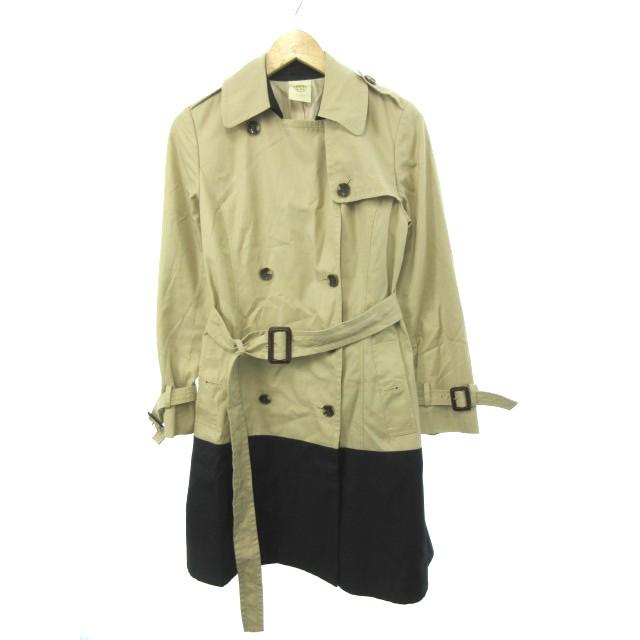ネットワーク全体の最低価格に挑戦 ルスーク Le Souk コート トレンチ ロング 総裏地 エポレット ベルト ダブル 36 ベージュ Y2i43 レディース中古 ベクトル 古着