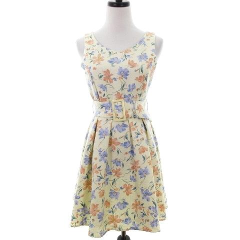 中古 ダズリン Dazzlin ワンピース ミニ ノースリーブ クルーネック バックファスナー ベルト 厚手 花柄 S 黄 イエロー Mo レディース ベクトル 古着 192 ブランド古着販売のベクトル 通販 Yahoo ショッピング