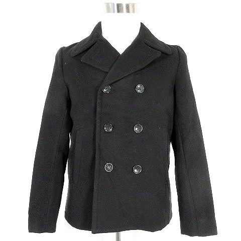 中古 ブラウニー Browny コート ピーコート Pコート ダブル 長袖 厚手 無地 S 黒 ブラック Mm メンズ 美品