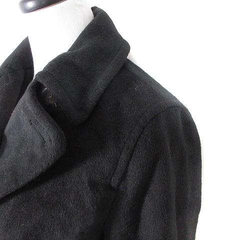 中古 イーハイフンワールドギャラリー E Hyphen World Gallery コート ピーコート Pコート 長袖 ダブル 無地 M 黒 ブラック 倉