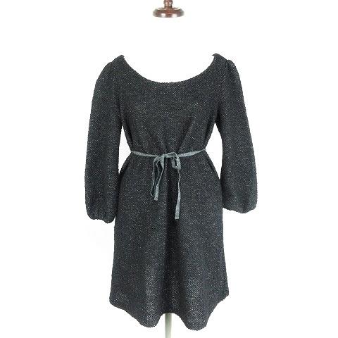 バナーバレット Banner Barrett ワンピース ミニ 七分袖 クルーネック リボン 厚手 ウール ミックスカラー 無地 36 黒 レディース 192 ブランド古着販売のベクトル 通販 Yahoo ショッピング