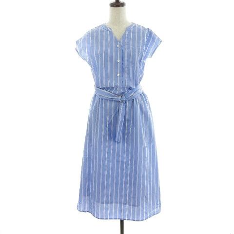 中古 ノーリーズ Nolley S Light ワンピース ミモレ丈 半袖 スキッパーカラー 薄手 コットン ストライプ 38 青 ブルー Bt レディース ベクトル 古着 192 ブランド古着販売のベクトル 通販 Yahoo ショッピング
