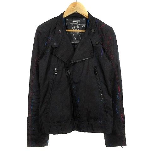 中古 フィフティーファイブディーエスエル 55dsl ジャケット ライダース 長袖 ダブル ジップアップ 薄手 総柄 Xs 黒 アウター Bt メンズ Sale 90 Off