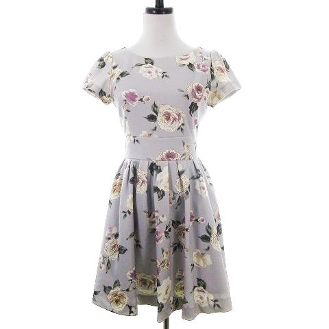 ダズリン Dazzlin ワンピース ミニ フレア 半袖 クルーネック タック バックファスナー 薄手 花柄 S グレー Ck レディース 192 ブランド古着販売のベクトル 通販 Yahoo ショッピング