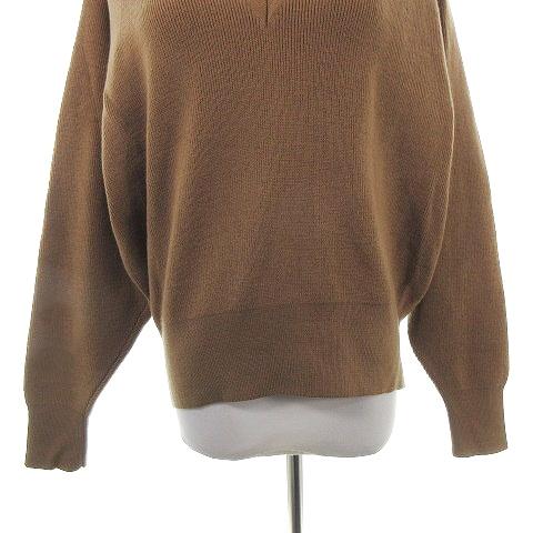 シャミー Chamois ニット セーター 長袖 Vネック ウール 無地 9 茶 