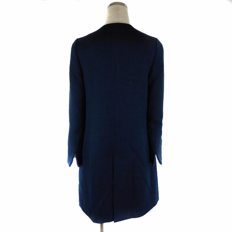 【新品タグ付き】JUSGLITTY ノーカラーAラインコート ネイビー 新品タグ付き JUSGLITTY ノーカラーAラインコート ネイビー