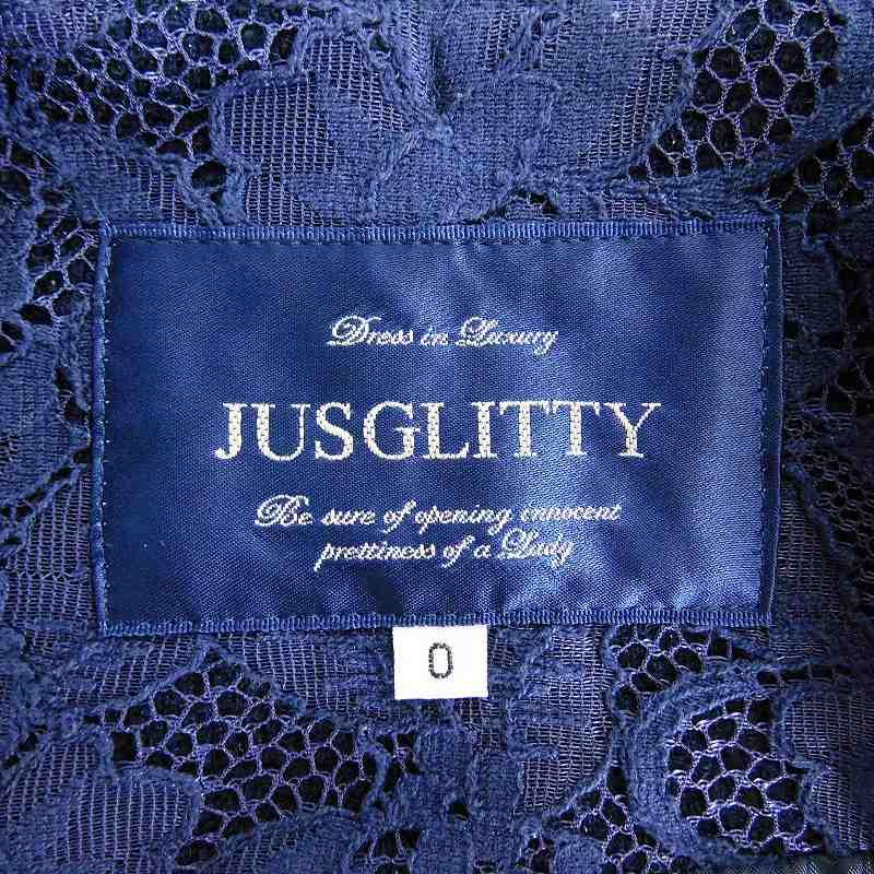 ジャスグリッティー JUSGLITTY ツイードノーカラーコート ロング 長袖 