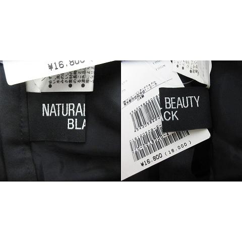 未使用品 ナチュラルビューティー NATURAL BEAUTY BLACK スカート フレア ミモレ丈 変形 薄手 無地 S 黒 ブラック ボトムス /BT レディース｜vectorpremium｜06