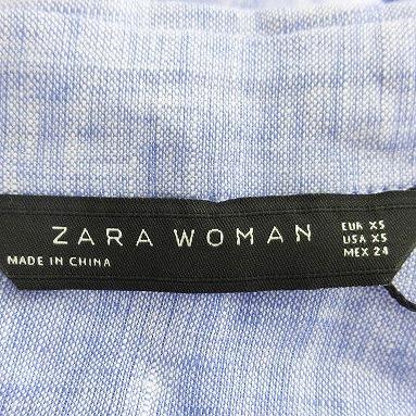 ザラウーマン ZARA WOMAN ワンピース ロング 七分袖 カシュクール リボン ロールアップ 薄手 麻 リネン 無地 XS 青 ブルー /BT レディース｜vectorpremium｜08