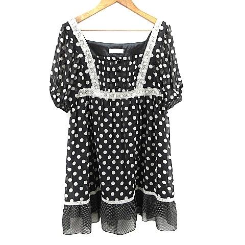 中古 フェルゥ Feroux ワンピース フレア ミニ 半袖 ドット レース スクエアネック 1 黒 ブラック m レディース ベクトル 古着 193 ブランド古着販売のベクトル 通販 Yahoo ショッピング