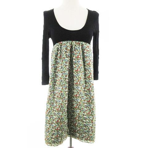 シップス Ships ワンピース ドッキング ギャザー ひざ丈 七分袖 花柄 Uネック 黒 ブラック m18 レディース 193 ブランド古着販売のベクトル 通販 Yahoo ショッピング